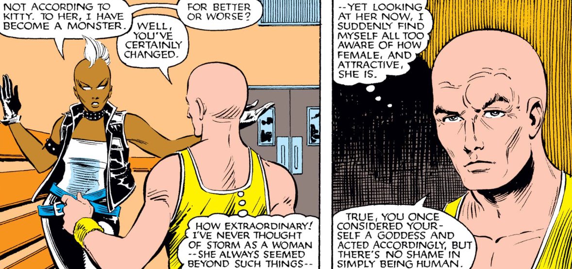 ...despite her best attempts at sincere self-discovery. Kitty's rejection of her new identity- a major component of the story- surely hasn't helped the cause, either.Ororo is genuinely concerned that something is wrong with her, and it seems like no matter how strong Charles...