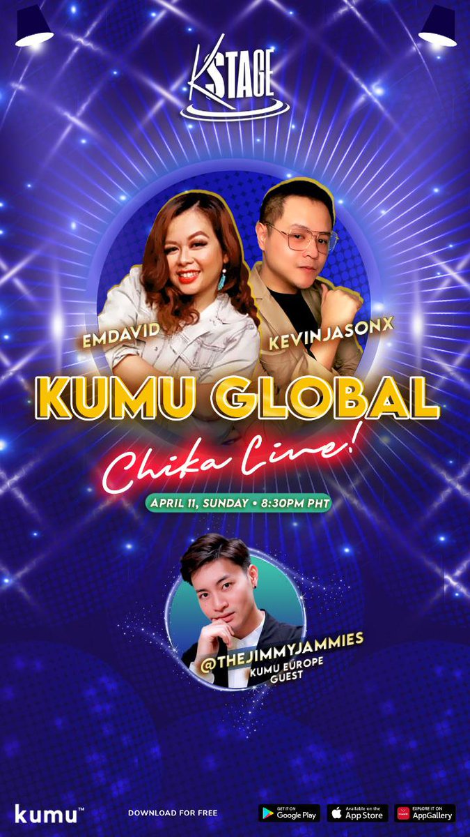 KumuEurope's tweet photo. Ikaw ba ay may Day job tapos kumu streamer sa gabi? 
Siguradong makaka-relate ka sa kwentuhan dito sa kumu global chika live! 
Sama all on Sunday, April 11, at 8:30 pm on 
@kumuPH  #juankumunity  
@kevinjasonx @_emdavid @thejimmyjammies     
#KumuPH #kumuglobal #kumueurope https://t.co/mfDXu9mYPD