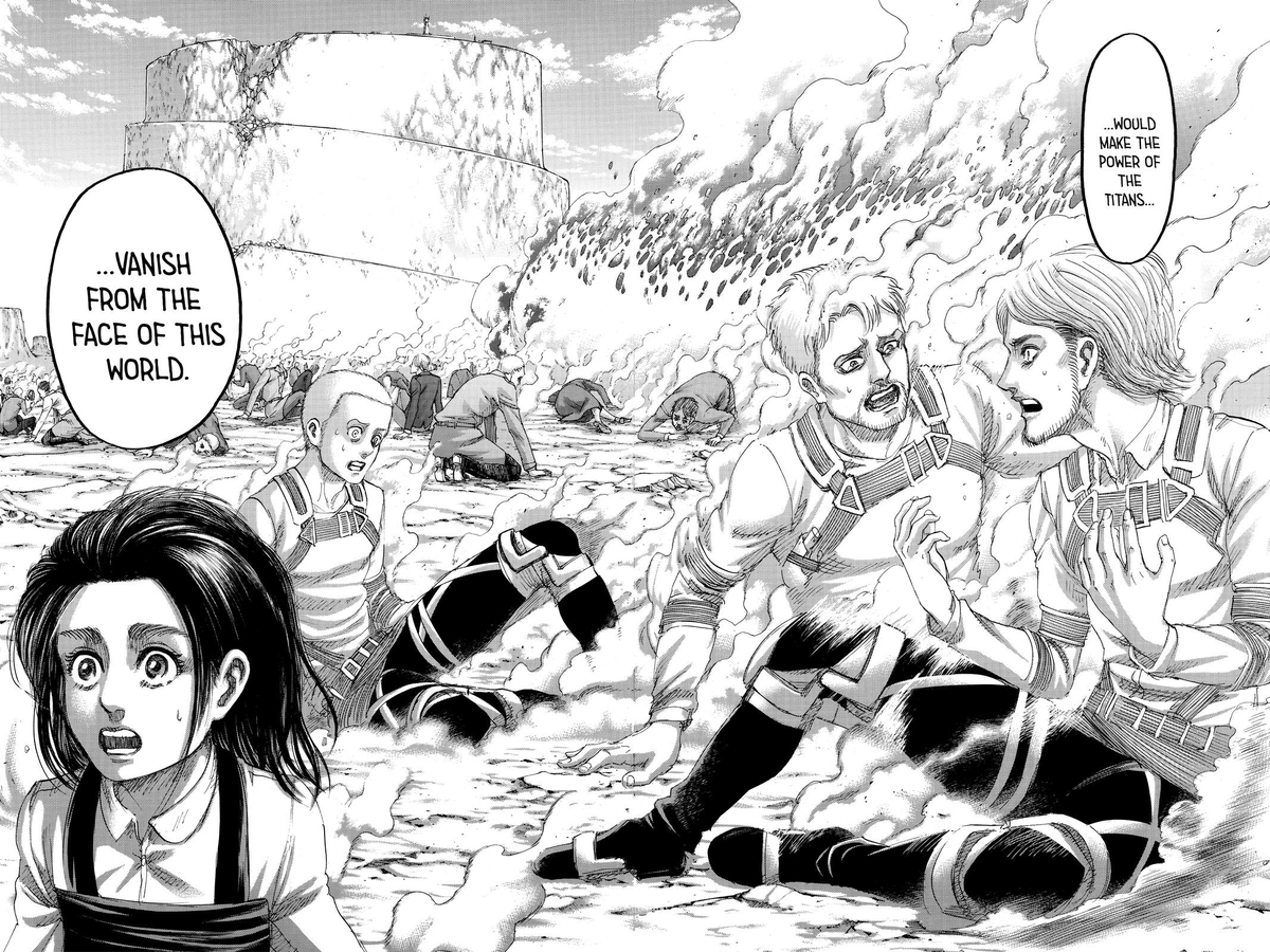 It's established that the reason for the world's hatred of Eldians is really another form of the fear of titans, & they saw eradicating Paradis as the only way to wipe titans from the world but in this ending Eren found another way to erase the power of the titans from the world.