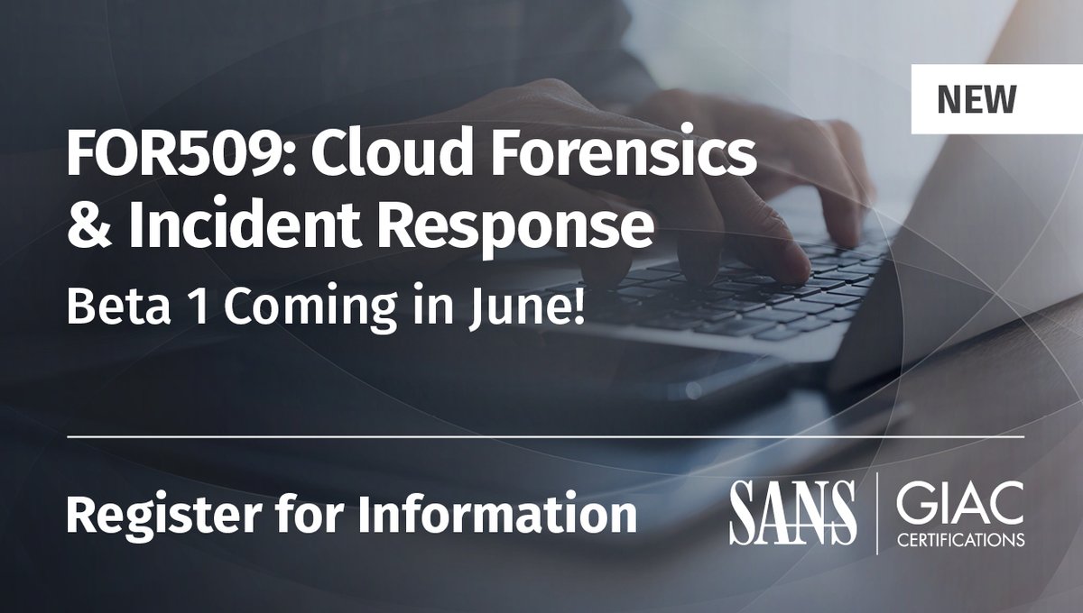 sansforensics's tweet image. 🙌COMING JUNE 2021🙌
NEW #FOR509: Enterprise #CloudForensics &amp;amp; #IncidentResponse
From cloud equivalents of network traffic monitoring to direct hypervisor interaction for evidence preservation, learn cloud forensics&apos; new capabilities. #DFIR 
Read blog👉sans.org/u/1cQ0
