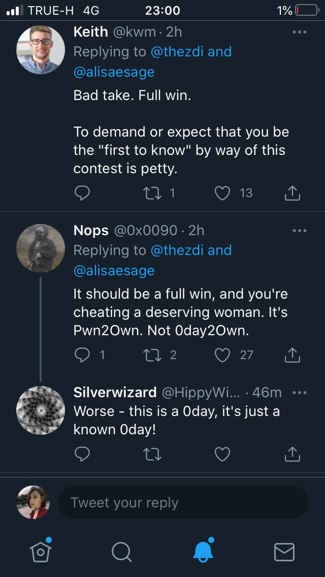 I am crying. It means nothing for me how exactly the ZDI names my successful exploit demonstration – I am not in this for cash or testing my luck in a lottery – but apparently it does for youPwn2Own is an important community event. Let the people decide what is fair or not