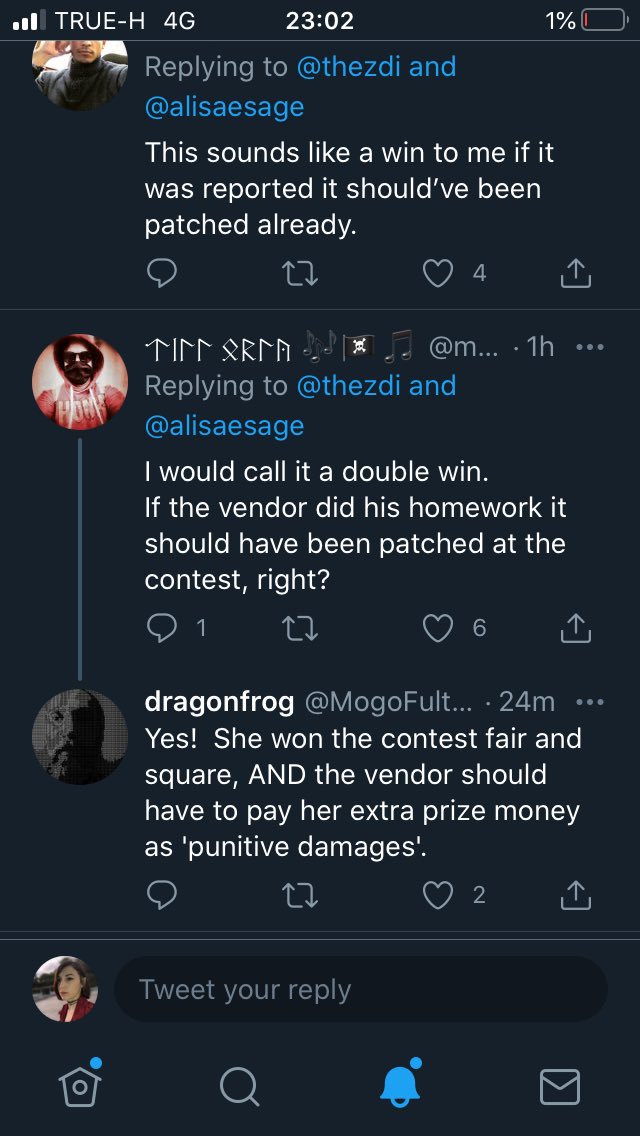 I am crying. It means nothing for me how exactly the ZDI names my successful exploit demonstration – I am not in this for cash or testing my luck in a lottery – but apparently it does for youPwn2Own is an important community event. Let the people decide what is fair or not