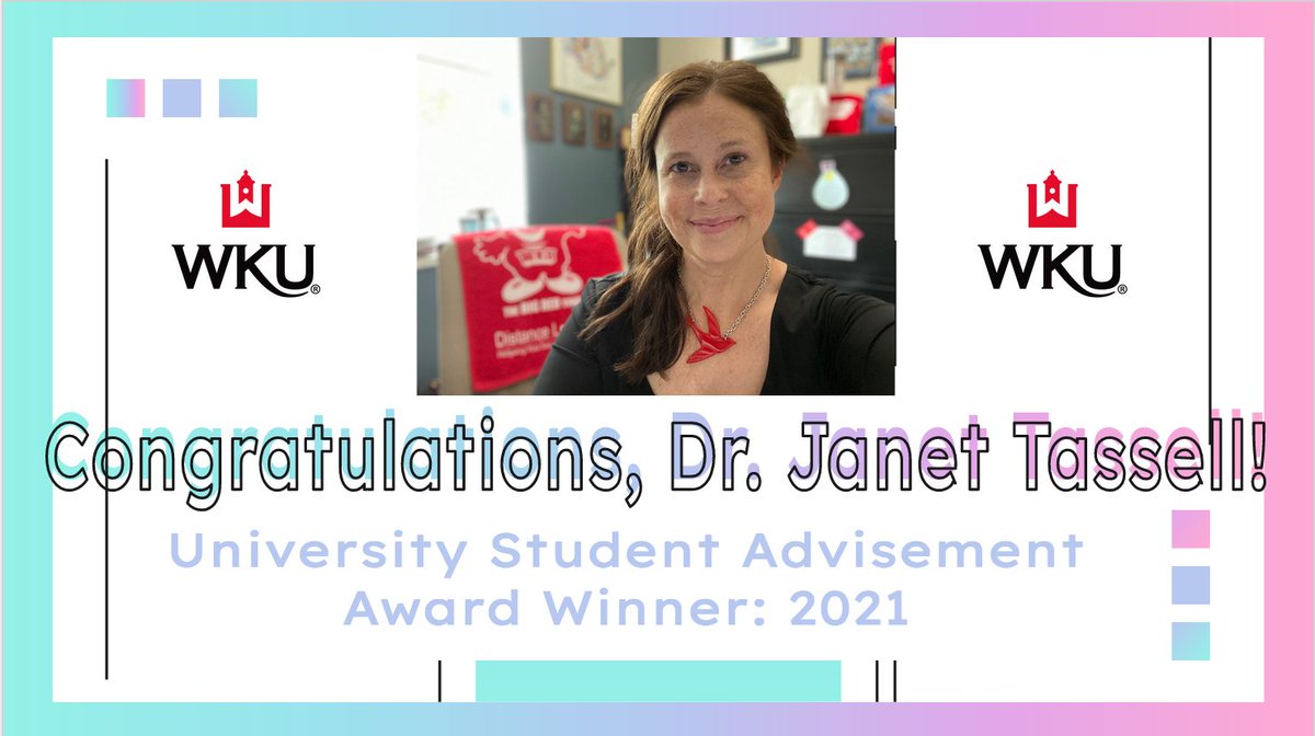 We are so proud to announce that Dr. Janet Tassell has won the WKU Student Advisement award for 2021!  Dr. Tassell always goes above and beyond in all she does and we can't think of anyone more deserving! CONGRATS! <a href="/WKUCEBS/">WKU CEBS</a> <a href="/tassell_janet/">Dr. Janet Tassell</a> <a href="/wku/">Western Kentucky University</a>   🏆🍎🏆