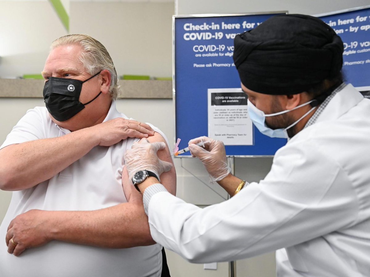 Premier Doug Ford receives first dose of AstraZeneca COVID 19 vaccine