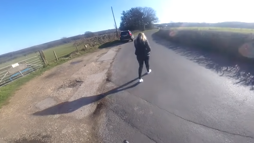 roadcc's tweet photo. Video: Driver calls 999 to report cyclist for not getting out of her way; Footage of a “bizarre sequence events” has racked up nearly 50,000 views on YouTube https://t.co/JudvDVL3VB #cycling https://t.co/d2EAh3lvAv