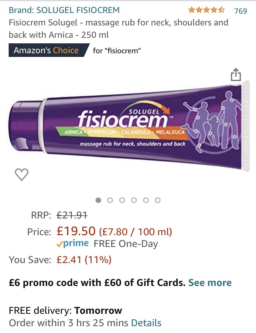 @pigletish Fisiocrem. It is pricey but I’ve found it worthwhile and it lasts a long time too. It gives instant relief to muscle aches and pains. It’s different & better than pain relief gels. You can get it in a smaller/cheaper tube to try out.