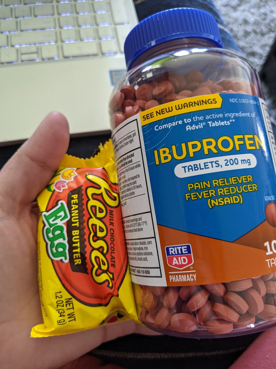 pollard_jen's tweet photo. .@joshpollard is the best. Vaccine #2 is kicking my butt a little but donuts, Reese's eggs and legal drugs are making it better. https://t.co/B97uqheo9Q