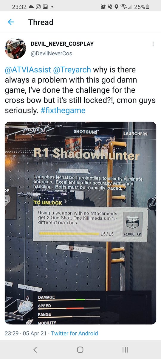 DevilNeverCos's tweet photo. @JackEaton999 @Treyarch Yeah and now my longshots aren't going towards the new sniper... we could always buy it though 👀👀😂 https://t.co/lv9waOSZYf