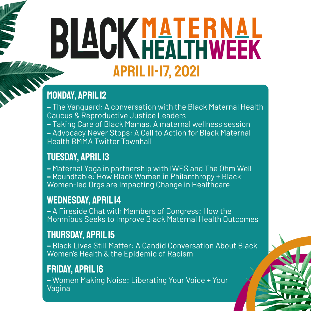 rhimpact__'s tweet photo. We are excited to share our #BlackMaternalHealthWeek events. Join #NBEC as we talk about everything #Blackmamas from maternal wellness sessions to learning about policies that could help improve maternal health outcomes. #BMHW21
Learn more: https://t.co/bJL1zTdYyX https://t.co/s22R20W53l