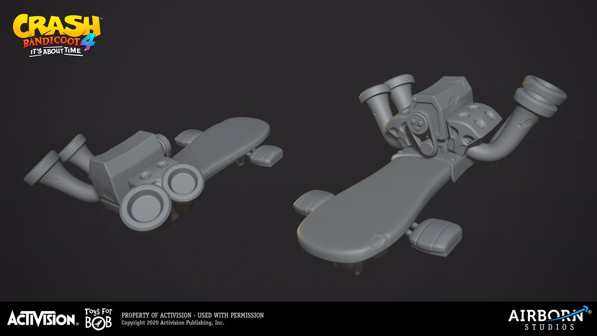 airbornstudios's tweet photo. A bit of character gear as we did 3D work on Tawna's hookshot, Coco's tablet and the Classc Swamp Hoverboard. #Crash4 #CrashBandicoot4 #gameart #tawna #CocoBandicoot #3dmodelig 3/5 https://t.co/UGMqQ9oyPQ