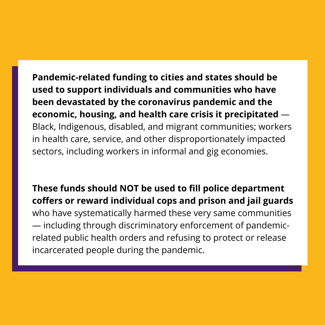 Policymakers are poised to give cops & jailers thousands in "bonuses" & "hero pay" & infuse millions into police departments in response to rising violence instead of addressing the root causes & funding community-based violence interruption programs that work.  #DefundPolice