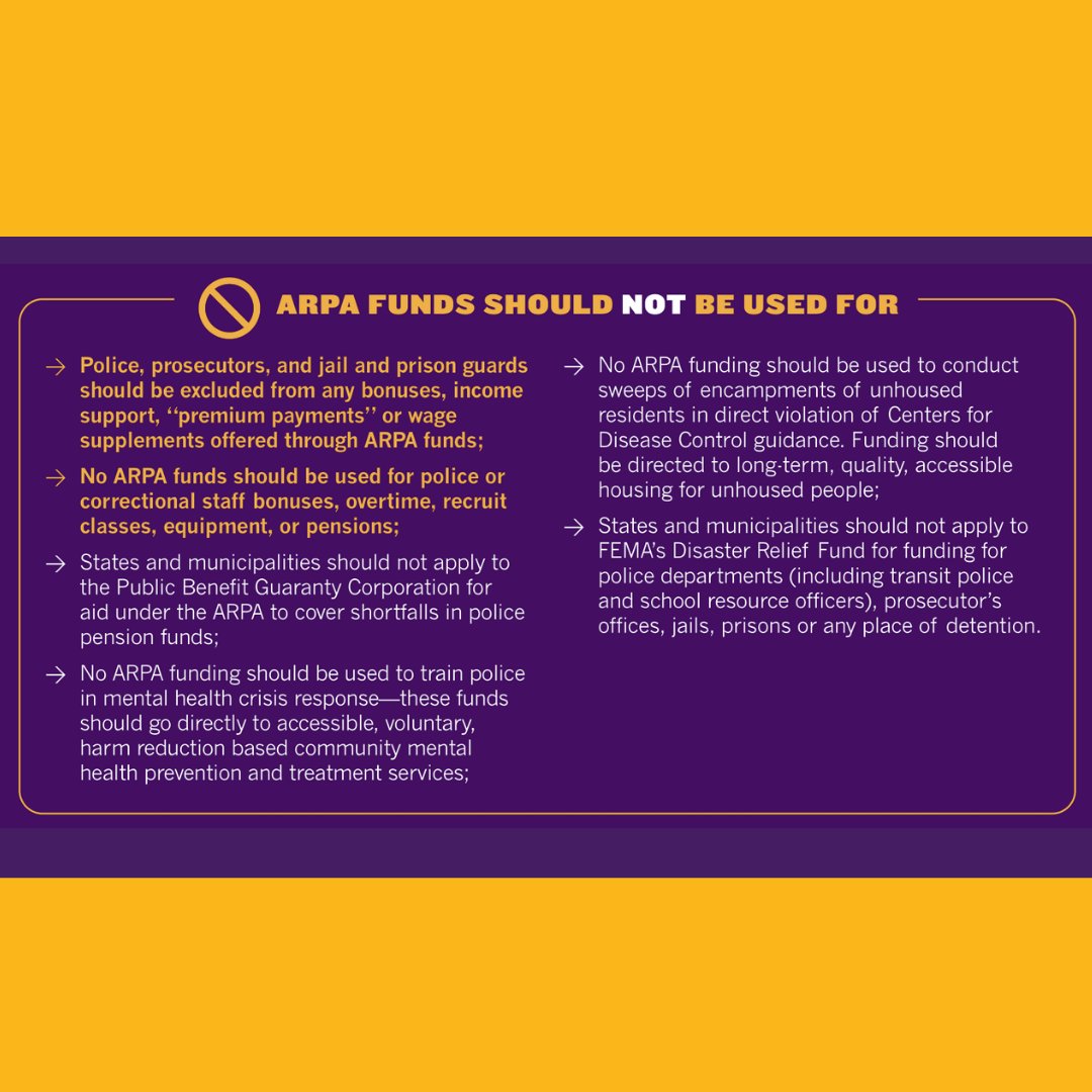 "Premium pay" under the  #AmericanRescuePlan belongs to health care workers, teachers & other essential workers who have literally saved our lives, Black, Indigenous, & migrant workers devastated by the pandemic NOT cops & jailers who have brutalized, infected & neglected them.