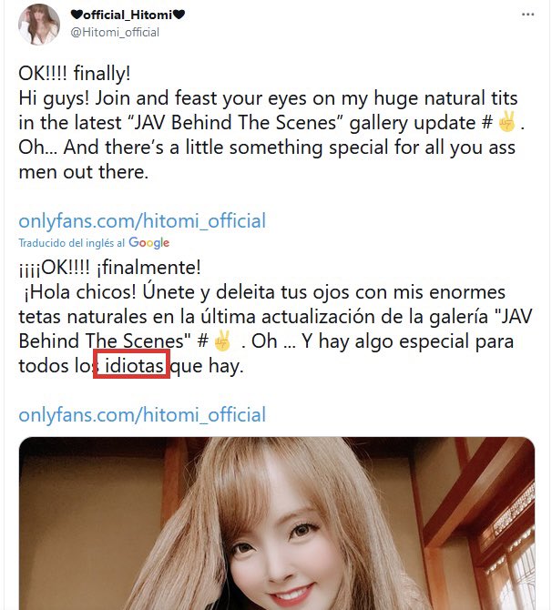 Para todos mis fans hispanohablantes. No os sint&aacute;is ofendidos por la traducci&oacute;n. Evidentemente no os