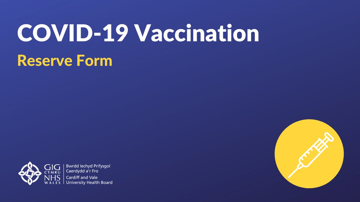 If you would like to receive the first dose of your COVID-19 vaccination, we now have a reserve form. Register your details and we will contact you if we have any appointments available. Please note you would need to be able to attend at short notice.

👉bit.ly/2Oyky62