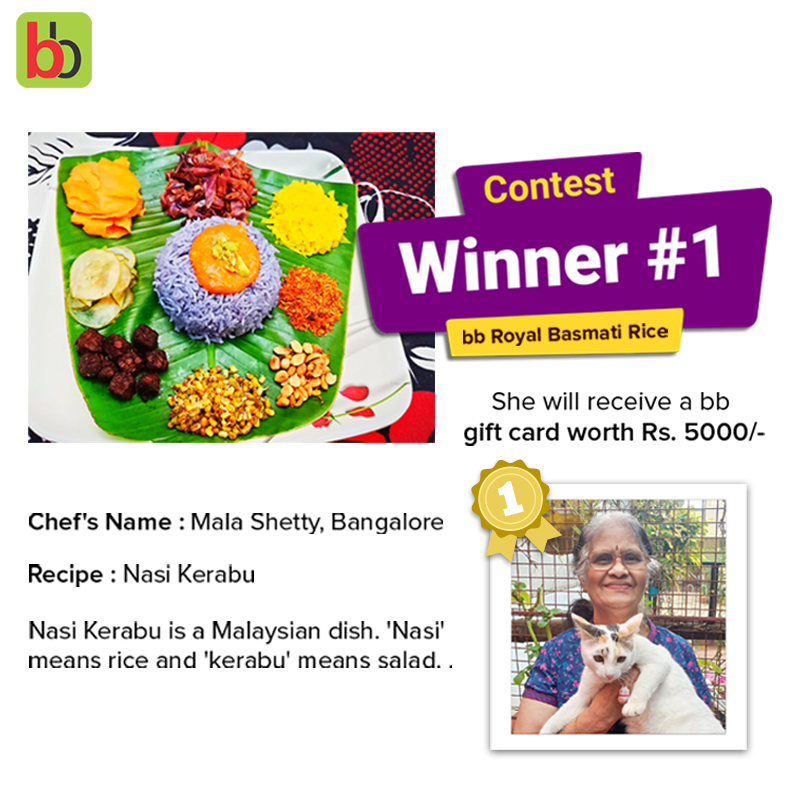 bigbasket_com's tweet photo. Congratulations to Mala Shetty from Banglore, Meenakshi Kapoor from New Delhi, Brindha from Chennai, and all the other participants on winning our “#bbRoyal #BasmatiRice” #RecipeContest! Check out all the winning #recipes here: https://t.co/LSaWneRrfF
#bigbasket #Cooking #Rice https://t.co/aihdKFsN2k