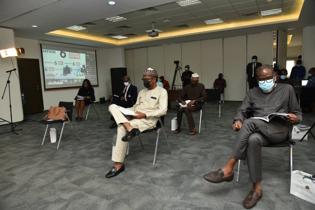 A cross section of stakeholders at the 6th Annual General Meeting of Coronation Merchant Bank Limited. The event is live streamed to restrict physical attendance in keeping with COVID-19 safety protocols