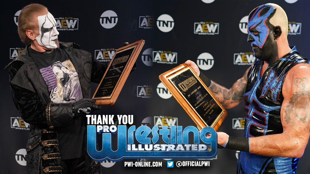 AEW's tweet photo. #AEWexclusive - @Sting & @dustinrhodes recently received a Pro Wrestling Illustrated (@OfficialPWI) blast from the past, courtesy of @alexmarvez - https://t.co/9yaLmObcdZ https://t.co/9qc5dd39BW