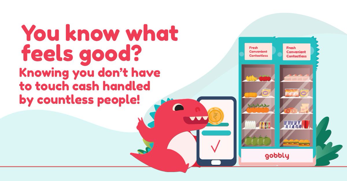Gobbly_In's tweet photo. Yeah, sadly cash and coins have too many germs! Gobbly is cashless, contactless and cashier-less which basically means minimal contact. #StaySafeWithGobbly
 #gobblewithgobbly #cashless #contactless #vendingmachine   #veggies #fruits  #shopping #staysafe #socialdistancing https://t.co/HLJLqw1FfJ