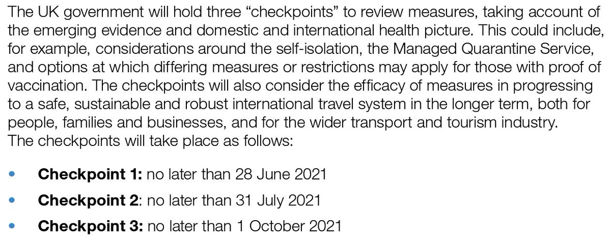 Checkpoints reviewing measures no later than:- June 28th- July 31st- October 1stGovt. will consider “emerging evidence” domestically/internationally.Potential changes to self-isolation/managed quarantine.Those with proof of vaccination may see different options too./3