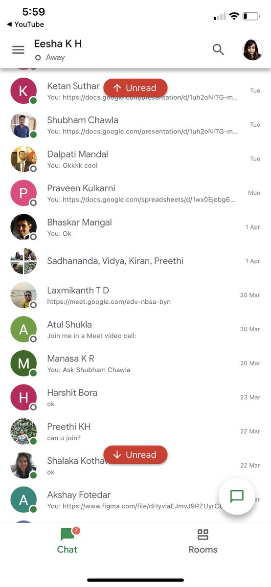 eeshakhobragade's tweet photo. @Google bug or feature ? #googlechat #ux #google https://t.co/UyBkw8JcZa