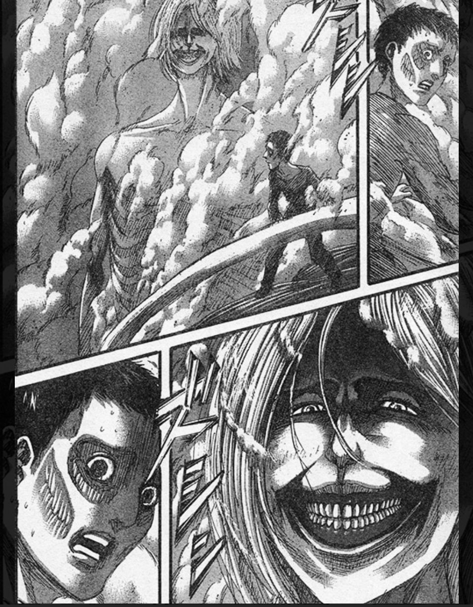 Unforgiven 進撃の巨人 ベルトルトを将来アルミン に捕食させなきゃいけないので ここで死なれては困るので ダイナ巨人を操作して ベルトルトをスルーさせて 自身の母親を食わせたエレン T Co Chqqsuhpzo Twitter