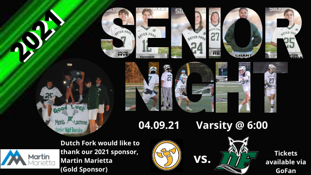 df_lacrosse's tweet photo. It is Gameday!  Tonight we have a last home game and it is time to celebrate our Seniors.  Join us tonight for Senior Night!  The recognition of the Seniors begins at 5:30 and the game against Irmo begins at 6:00.  

Tickets are available via GoFan.

Go Foxes! https://t.co/PBpwvY3t94