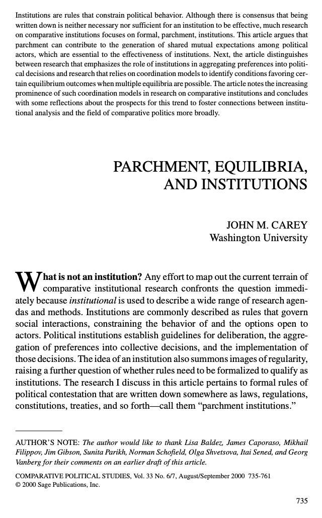 But there are several problems with GCT's 3-step procedure. One problem is that it is not "written down" and formalized. And as Carey (2000) reminds us, formal rules written on paper generates mutual expectations that "are worth more than the paper on which they are written."