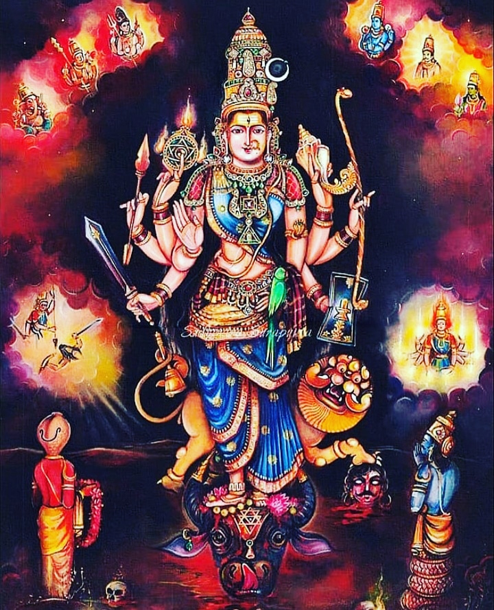 THE ORIGIN OF MAA DURGA AND IMPORTANCE OF HER SIXTEEN NAMESAlthough Adi Shankti is Anadi, Maa Durga originated from the qualities of the devtas which they all gave away to create a Shakti to fight the demons. The devtas had given their revered weapons and jewellery for the