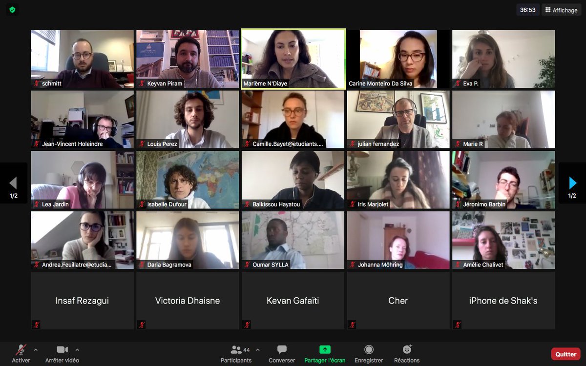 Nouvelle séance du séminaire des doctorants organisé par <a href="/Carine_MdS/">Carine</a> et <a href="/louisprz/">Louis Perez</a> ✍️ Sont invités aujourd'hui Marième Ndiaye (<a href="/CNRS/">CNRS 🌍</a>), <a href="/Olivier1Schmitt/">Olivier Schmitt</a> (<a href="/IHEDN/">IHEDN</a> <a href="/CWSWarStudies/">CWS - War Studies</a>), <a href="/julio_fz/">julian fernandez</a> &amp; Jean-Vincent Holeindre (<a href="/AfriThucy/">Centre Thucydide / AFRI</a> <a href="/AssasParis2/">Université Panthéon-Assas (ancien compte)</a>) pour parler des débouchés du doctorat ! 🎓