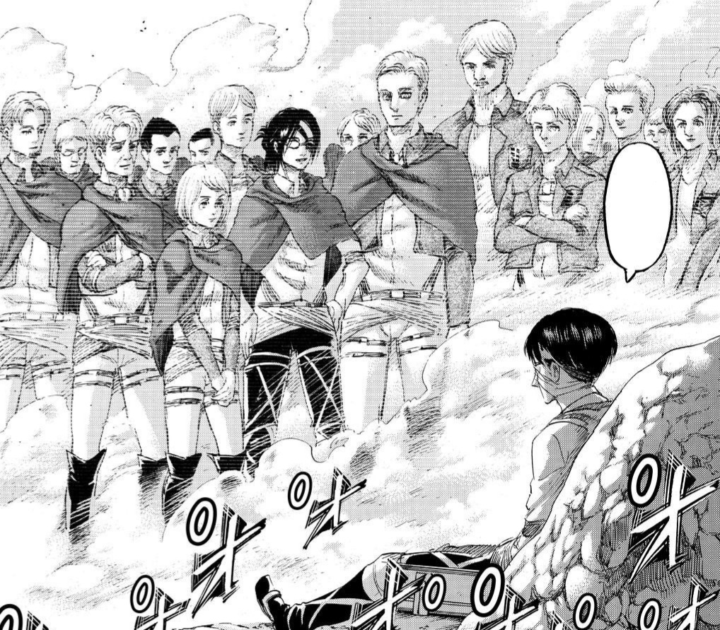 "พวกแกมองอยู่รึเปล่า?"

ท่ามกลางไอร้อนจากพลังไททัน 
นี่เป็นครั้งแรกในรอบหลายปีที่ได้กลับมาเห็นทุกคนอีกครั้ง

"นี่คือบทสรุป..การถวายดวงใจของพวกแก"

พวกพ้องที่เปรียบเสมือนครอบครัว ทุกการเสียสละของพวกแกมอบความแข็งแกร่งแก่ฉัน