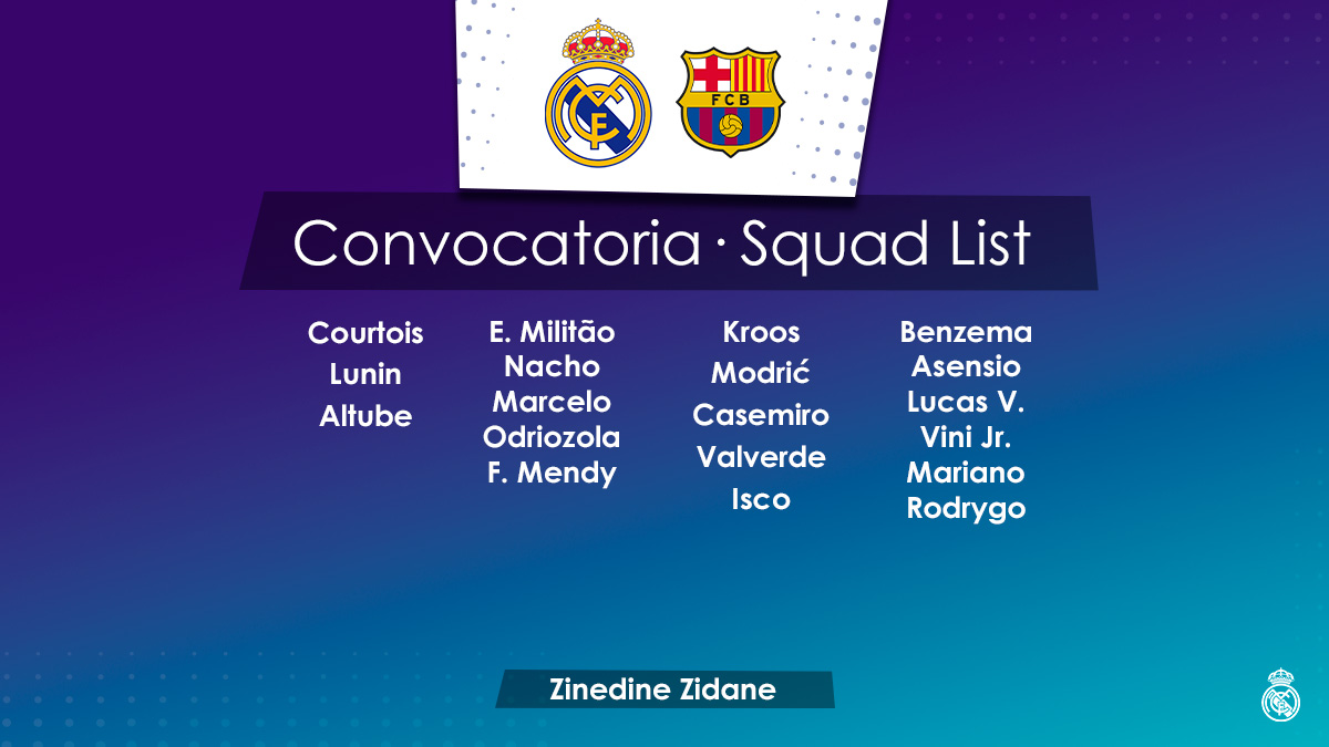 🗒️✅ ¡Estos son los 19 jugadores convocados para el partido 🆚 <a href="/FCBarcelona_es/">FC Barcelona</a>! 
#ElClásico