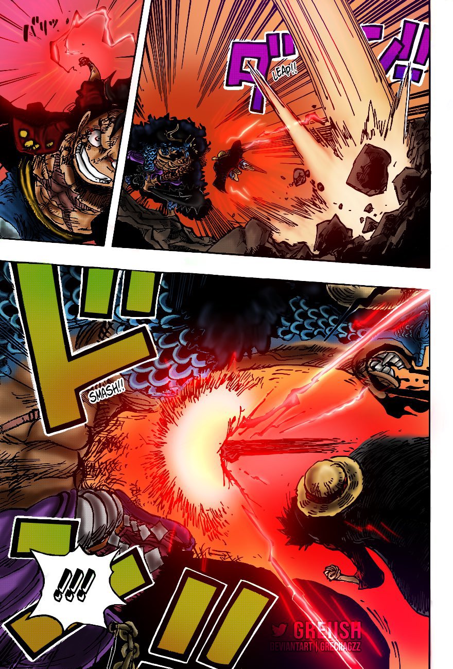 Grecia Luffy Vs Kaido This Time I Colored 3 Epic Pages From One Piece Chapter 1010 Thank You Tcbscans For Featuring My Colored Pages Aussi Publie Dans