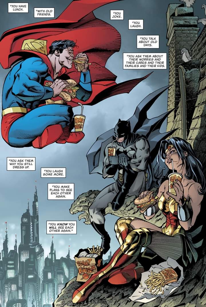 chrisarrant's tweet photo. When things are safer... who are the two friends you most want to catch up over fast food with? (w: Tom King, p: Andy Kubert, i: Sandra Hope, c: Brad Anderson, l: Clayton Cowles) https://t.co/ItyaXEeauA