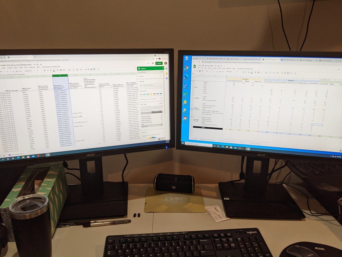 jacksheard's tweet image. Me geeking out on school communication survey data! 

#schoolpr @IdeaBankEd