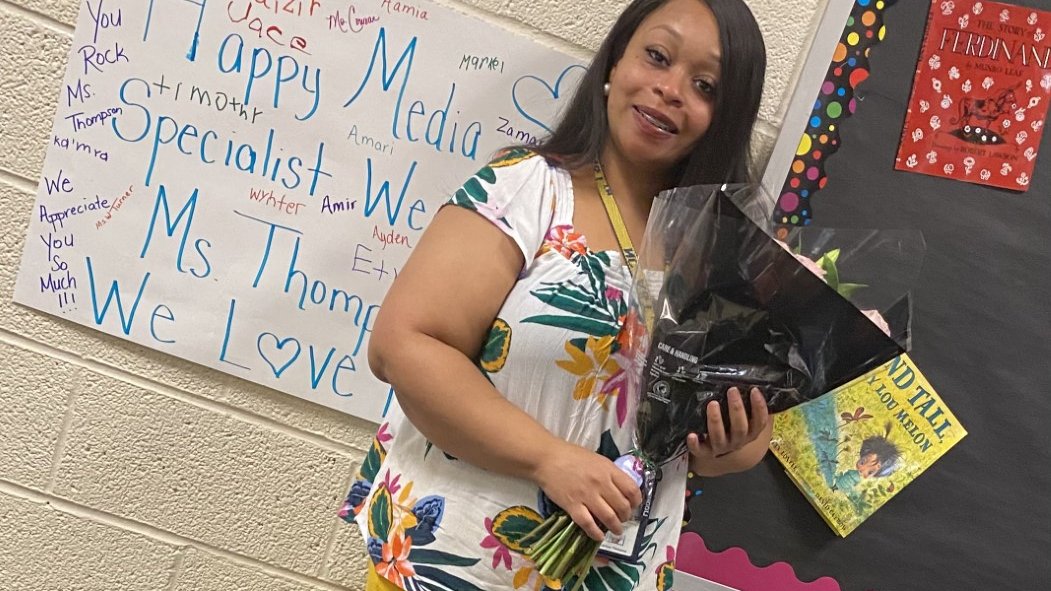 WileyElemGSO's tweet image. National Library Week and School Library Month! We would like to recognize our Media Specialist, Ms. Thompson! Thanks for all you do for our students and staff! #GCS #Schoollibrarian