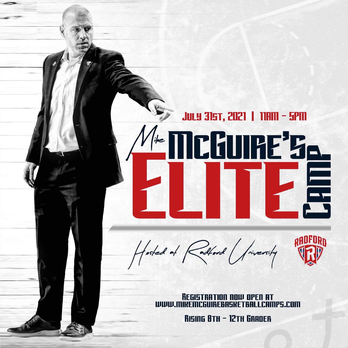 Radford_WBB's tweet photo. 🚨🚨 @MMcGuire_Camps will be hosting Elite Camp on July 31st here at Radford University. Registration is now open. More details can be found on our camp website https://t.co/eXaSxIQcpT 🛡We look forward to seeing you this summer! https://t.co/HHBGnGzQGn