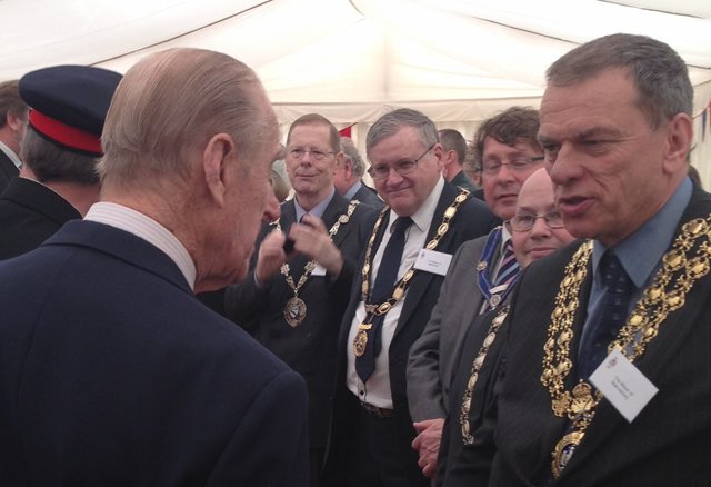 On 1st May 2012 Wiltshire’s Mayors met HM the Queen &amp; Prince Philip at <a href="/SalisburyCath/">Salisbury Cathedral</a>.  I remember fondly the humour in the conversations. Shortly before this picture Prince Philip had asked me how I could possibly have been the Mayor of “Stonehenge” when “they have no residents”