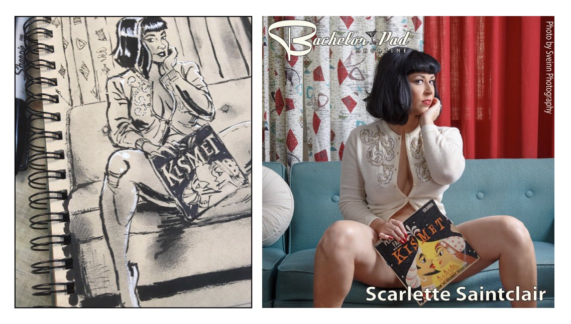 We love it when artists get inspired by pin-ups they see in Bachelor Pad Magazine! Here’s a sketch by Glenn Watson based on Scarlette Saintclair’s pictorial in issue 45!

#bachelorpadmagazine #art #sketch #pinup #scarlettesaintclair