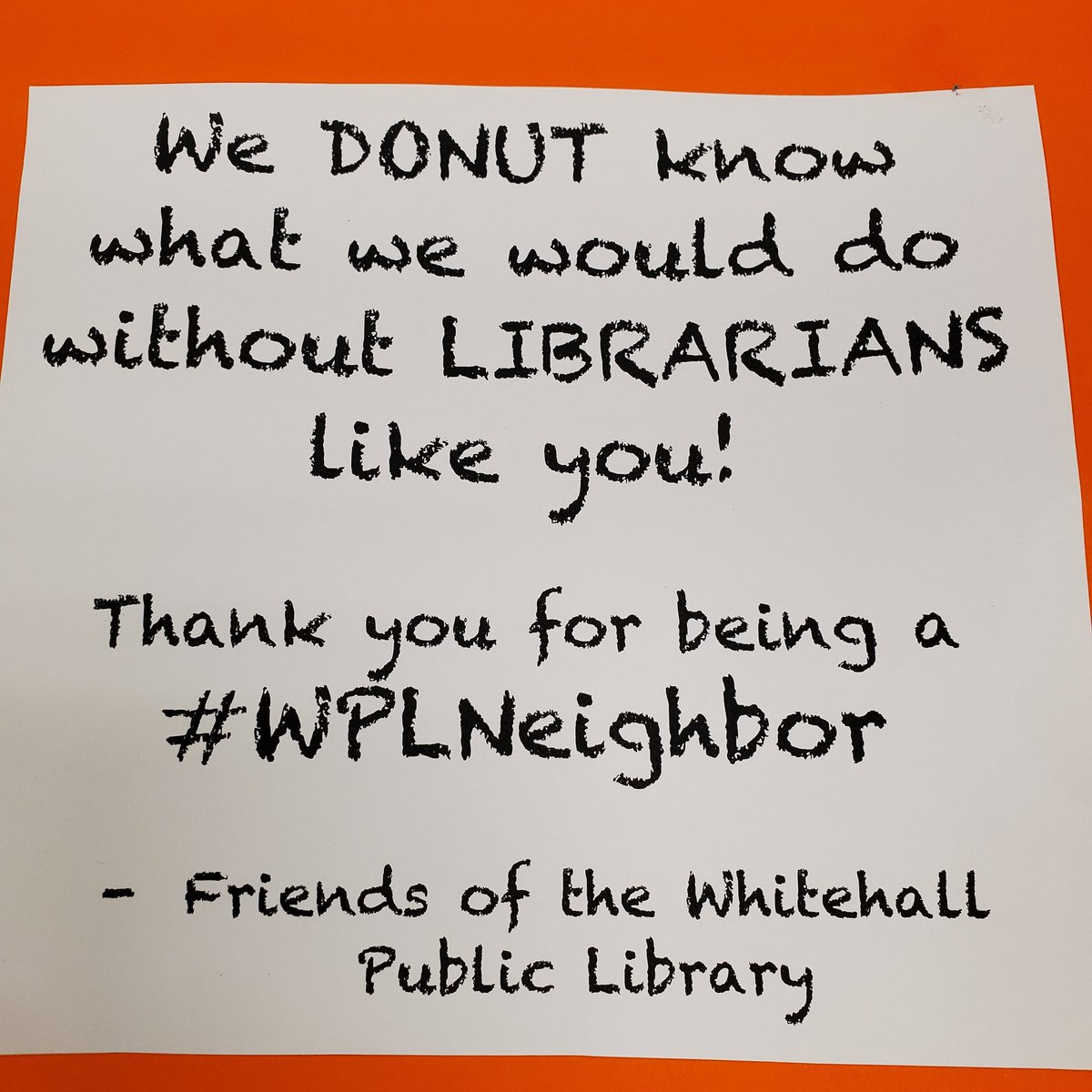 Thanks <a href="/whitehallpublib/">Whitehall Library</a> for dropping off donuts for us at McAnnulty today! #loveyourlibrary #wplneighbor @MrsWessel_MES