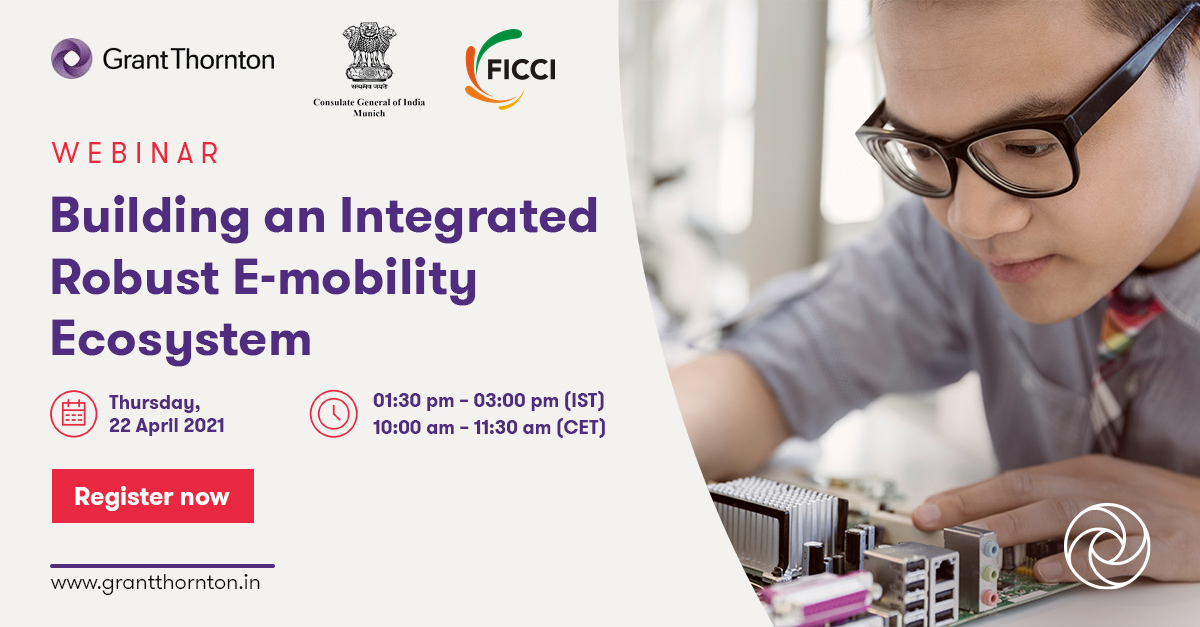 GrantThorntonIN's tweet photo. #WebinarUpdate | Pleased to invite you for a webinar on 'Building an integrated robust #emobility ecosystem'.
Also featuring a panel discussion of distinguished panelists from the #automotive and #startups industries from India and Germany.
Register: https://t.co/M2rakuYbdr https://t.co/PKYrwOvity