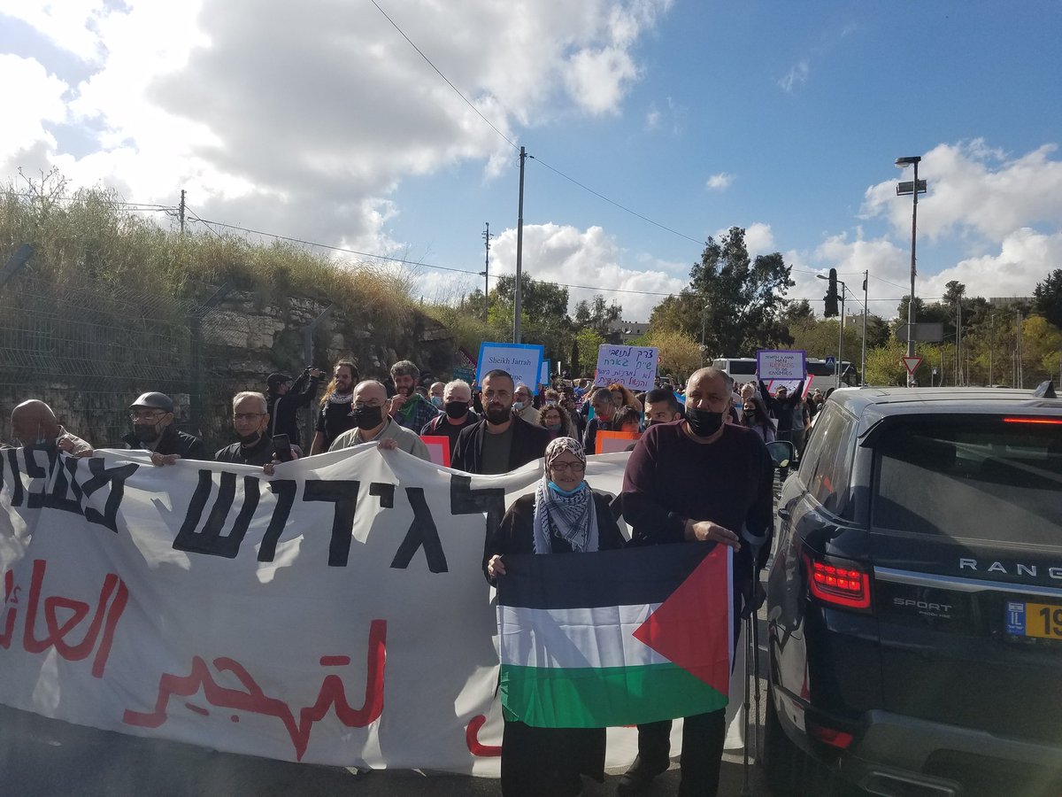 RIGHT NOW: Hundreds of Palestinian and Israeli activists are in Sheikh Jarra, on occupied East Jerusalem protesting the theft of Palestinian homes by illegal settlers.