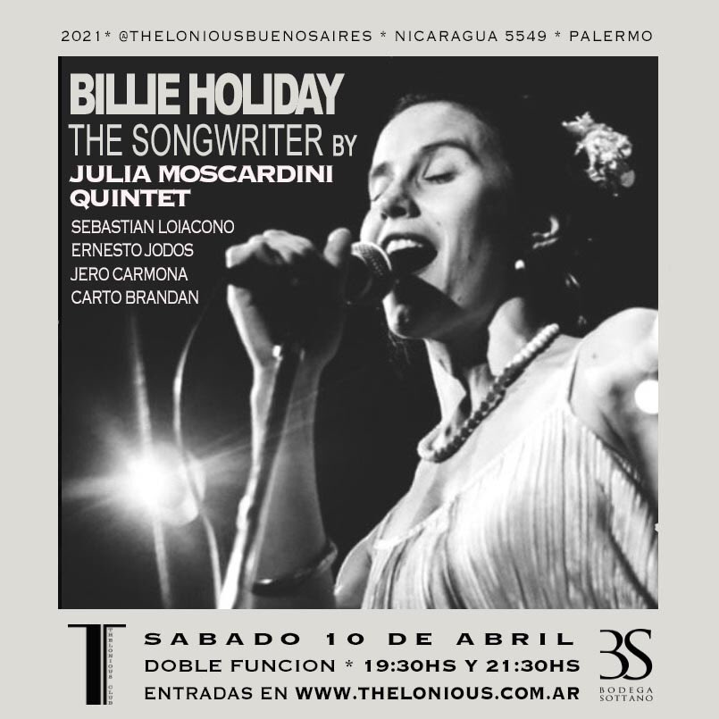 🎙 Mañana SABADO en <a href="/ClubThelonious/">Thelonious Club</a> junto a Ernesto Jodos, Sebastian Loiacono, Jeronimo Carmona y Carto Brandán. Invitado: <a href="/LMarianotrumpet/">Mariano L.</a> DOBLE SET: 19:30hs y 21:30hs.
Tocaremos composiciones de la gran Billie Holiday!