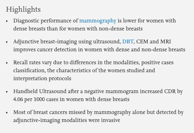 Our article highlights pictured. <a href="/ernestramsey87/">Ernest Ekpo</a> 
Diagnostic Performance of Adjunctive Imaging Modalities Compared to Mammography alone in women with Dense. Breasts 50 days' free access to the article for anyone clicking on this link before May 29 
authors.elsevier.com/c/1ctY65RAAoeS…