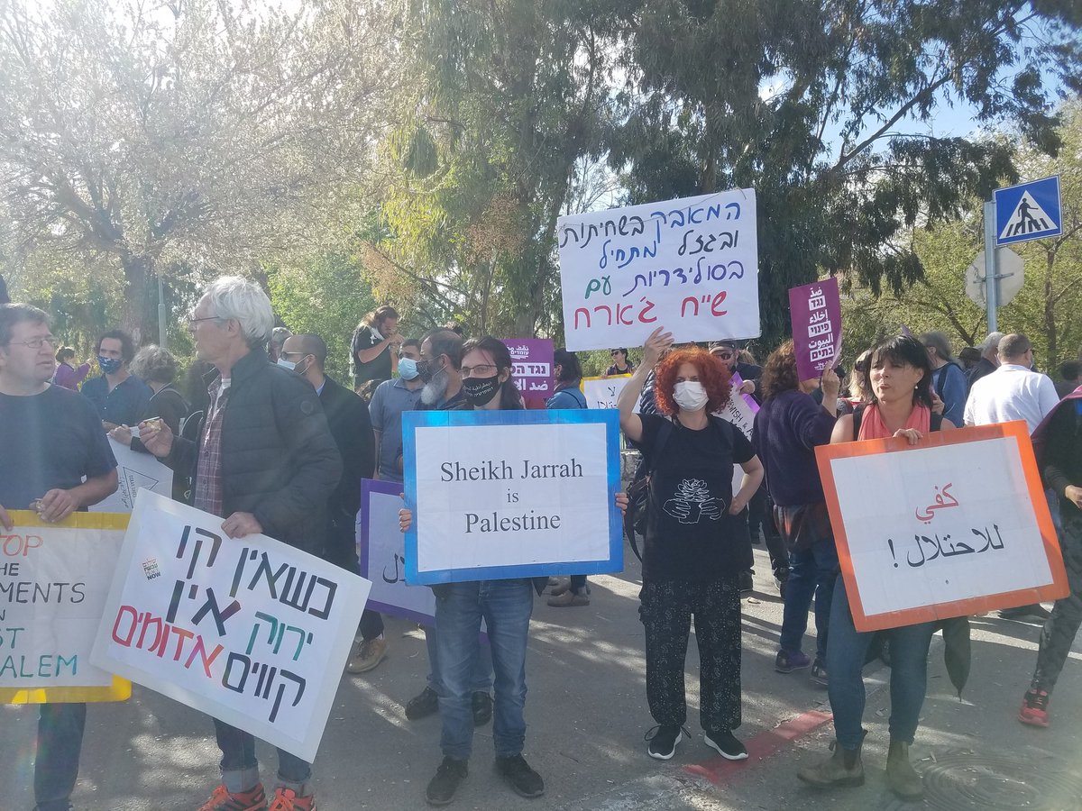 RIGHT NOW: Hundreds of Palestinian and Israeli activists are in Sheikh Jarra, on occupied East Jerusalem protesting the theft of Palestinian homes by illegal settlers.