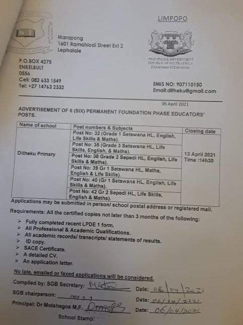 comforttenyeko's tweet image. Teachers vacancy thread over 40 vacancies👇