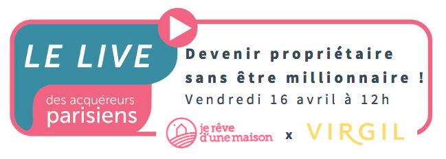 [🎬 SAVE YOUR DATE] Vendredi 16 avril à 12h ! 
@jerevedunemaison s'associe à Virgil dans un webinar Spécial "Devenir propriétaire sans être millionaire" 💰

Inscrivez-vous vite, les places sont limitées ! 👉hubs.li/H0KSLTL0

#realestate #startup #immobilier #webinar