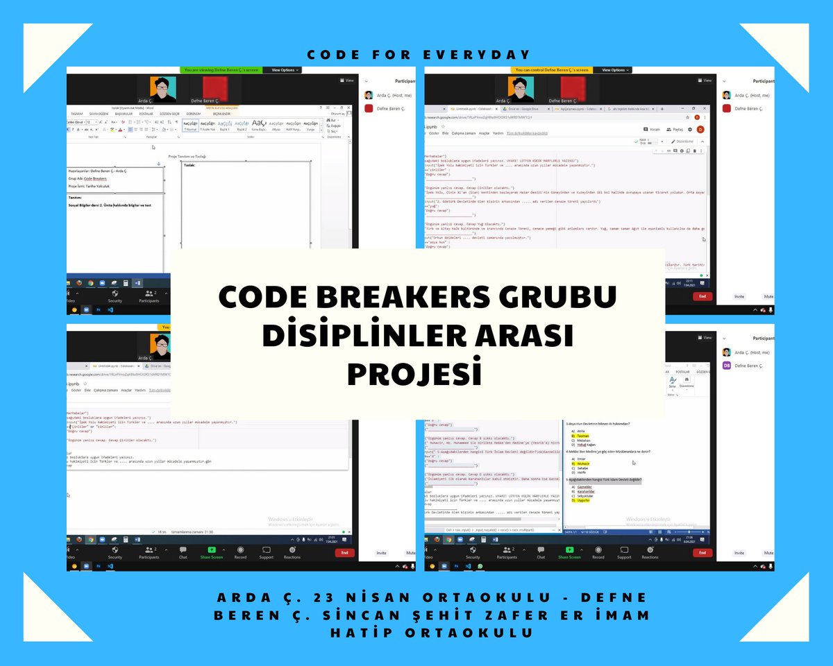 Code Breakers Grubu Disiplinler Arası Projesi. Detaylar okul sitemizdedir. 
23nisano.meb.k12.tr/icerikler/code…
#codeforeveryday #etwinning #turkiyetwinning #23NisanOrtaokulu