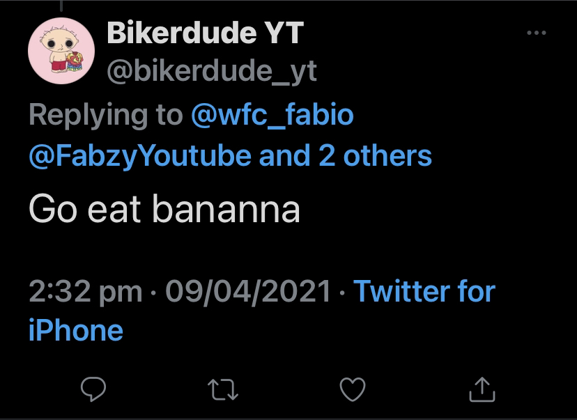 thebrosainty's tweet photo. go report @bikerdude_yt racist https://t.co/LM5oEbxXSx