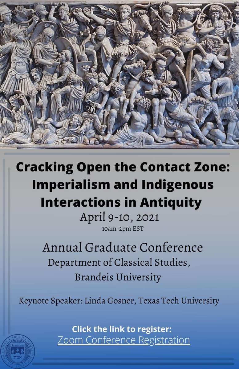 Reminder! Our graduate conference begins in ten minutes! 10 am - 2 pm, today and tomorrow (4/9 and 4/10). 

Register via the link below!
brandeis.zoom.us/meeting/regist…