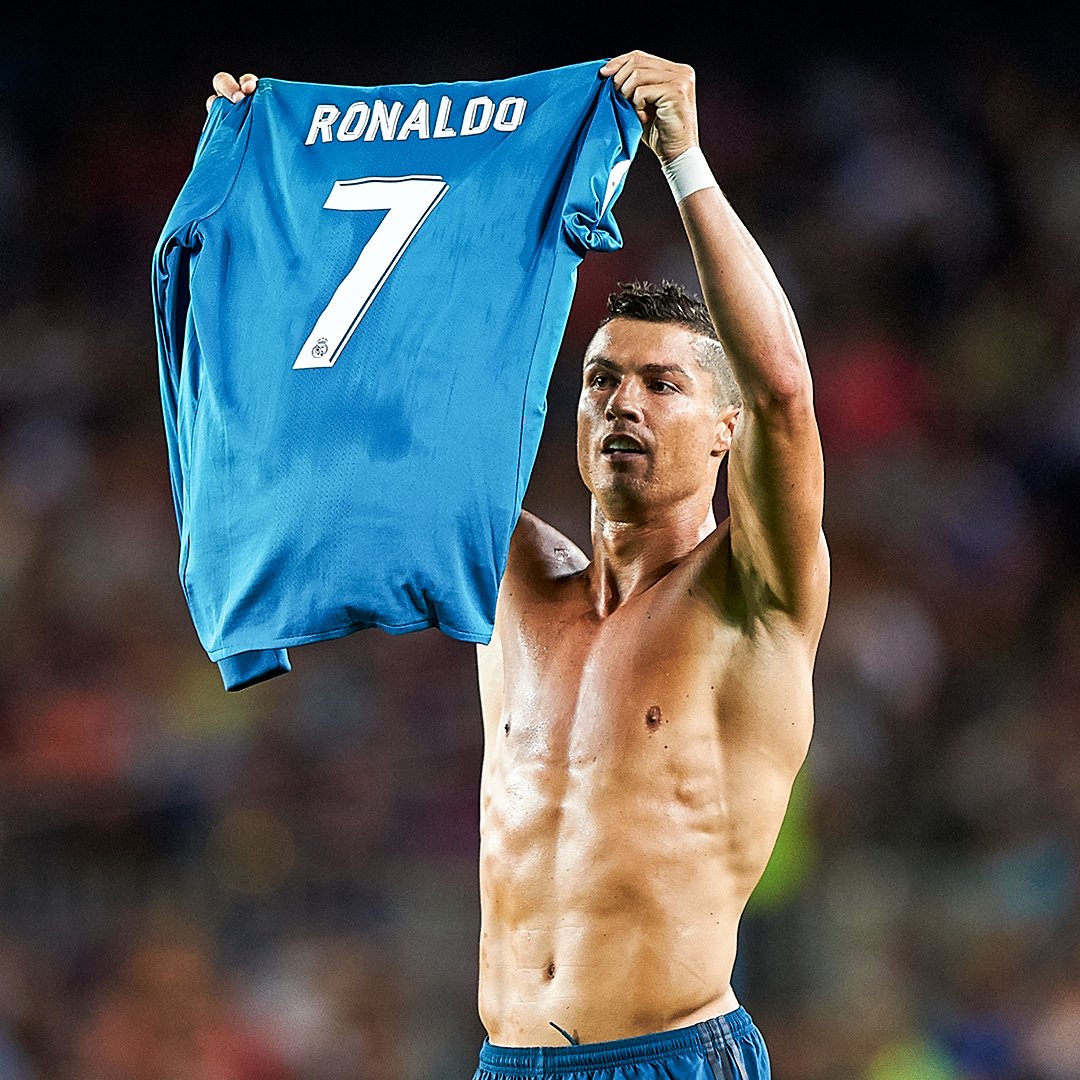 ...And less than four months later, Ronaldo held up his shirt after scoring vs. Barca in the Spanish Super Cup 